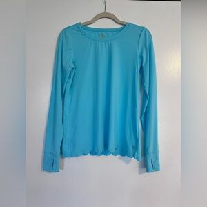 Lilly Pulitzer Blue Long Sleeve Luxletic Top with Feminine Hem